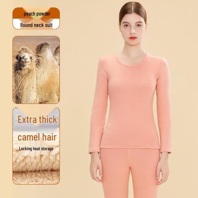 JingJingRS Women's Ultra-Thick Camel Fleece Thermal Underwear Set