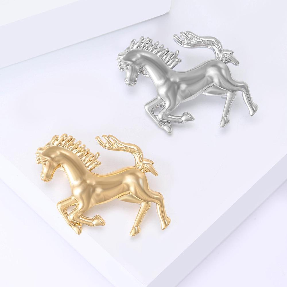New Arrival Alloy Horse Brooch Pin  Animal Lapel Pins for Men Women Fashion Jewelry Clothing Accessories Gifts