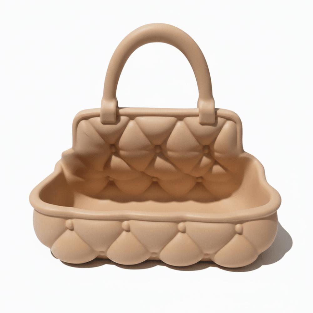 Solid Color Handbag Storage Basket Warm Style Handbag Design Jewelry Storage Basket Plaid Pattern Soft Desktop Storage Basket