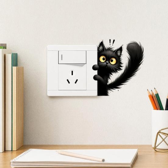 Luminous Light Switch Decals, Glow in The Dark Cute Cat Switch Sticker, Cartoon Animal PVC Wall Art Mural for for Bedroom Living Room