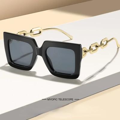 Okulary przeciwsłoneczne na łańcuszku z dużą oprawką Retro Trend Spersonalizowany Luksusowa Marka Design Dla Mężczyzn Kobiet Mała Oprawka Okulary Przeciwsłoneczne Odporne na Promieniowanie UV
