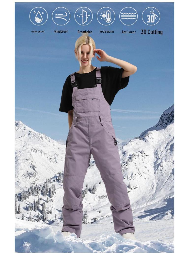 Women's Winter Waterproof Ski Overalls: Windproof, Wear-Resistant, One-Piece Snowboard Pants