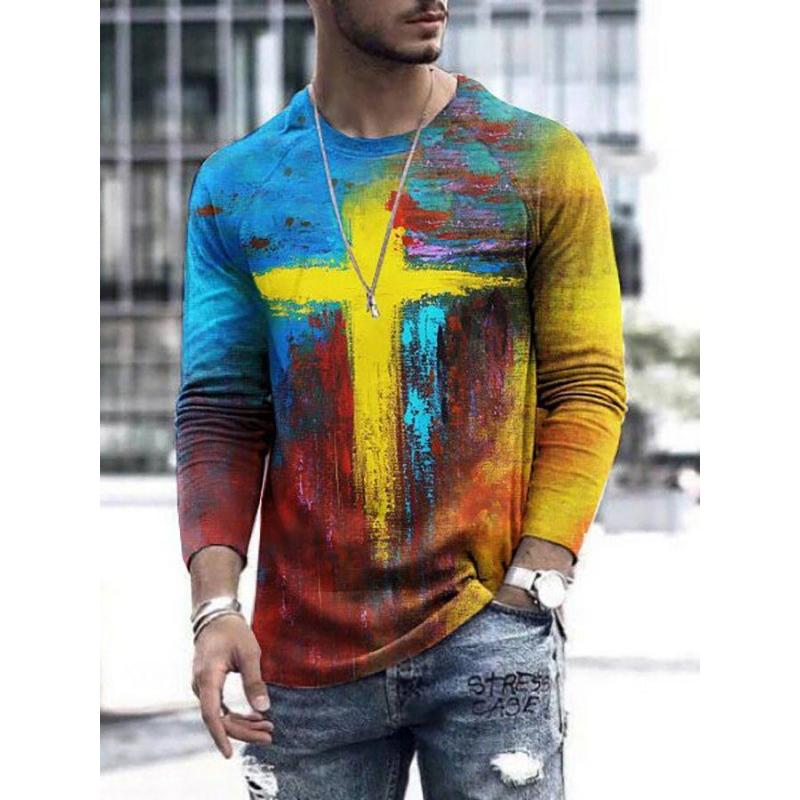 

Мужские футболки Новая базовая футболка с длинным рукавом Круглый вырез Ретро Мужская футболка 5XL