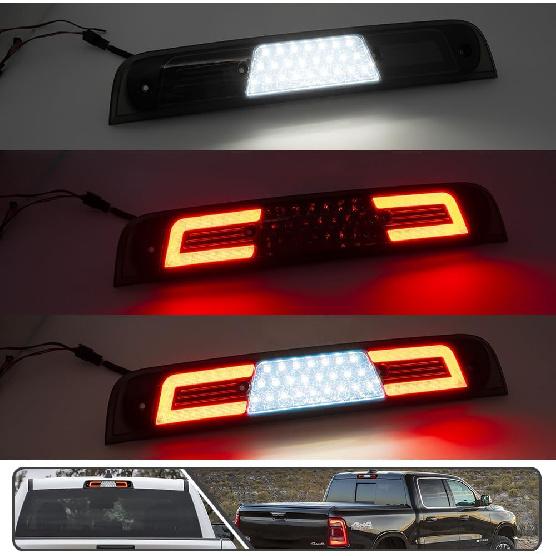 Red LED Third Brake Light for Dodge Ram 1500 2019 2020 2021 2022 2023 2024 3rd Red Brake Lights Rear Center High Mount Stop Lamp White Roof Cargo