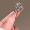 Women Brooch Blue Faux Crystal Jellyfish Shape Lapel Pin Suits Coats Bags Scarves Badge Versatile Accessory