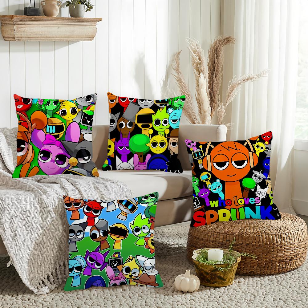 Game Sprunki Incredibox Pillow Case Home Cushion Cover Suitable For Office Sofa Car Suitable For All Seasons
