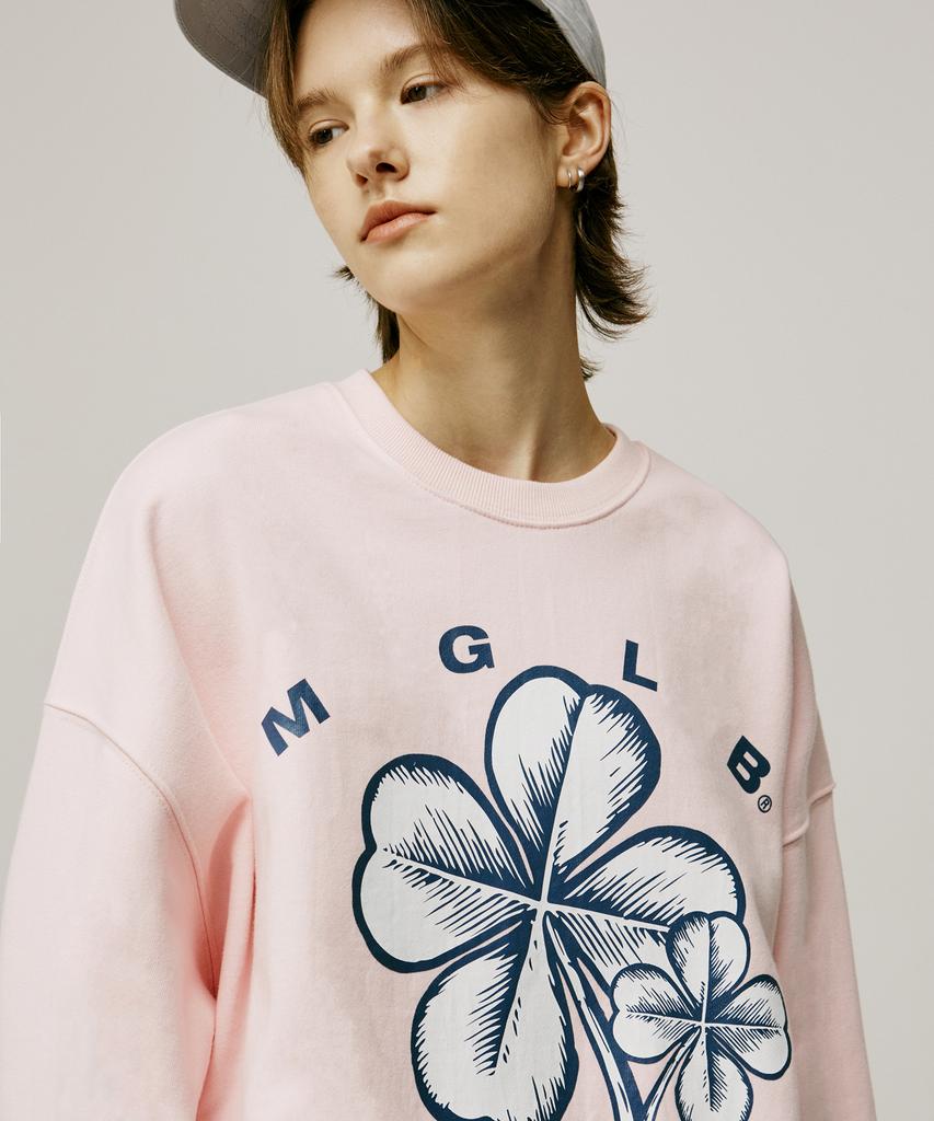 MATCHGLOBE Two-Tone Clover Sweatshirt (Pink)