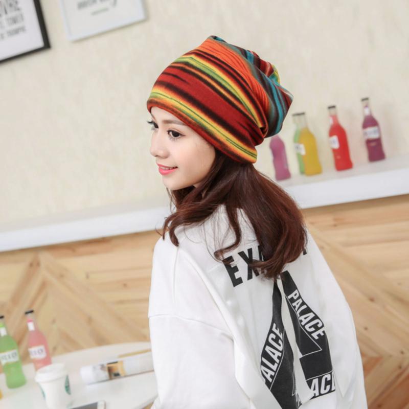 Autumn and Winter Korean Style Striped Twist Hat Fashionable Ear Protection Knitted Cap Postpartum Head-proof Wind Scarf