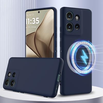 Voor Motorola Edge 50 5G Hoesje Compatibel met MagSafe Vloeibare Siliconen Telefoonhoes met Koord