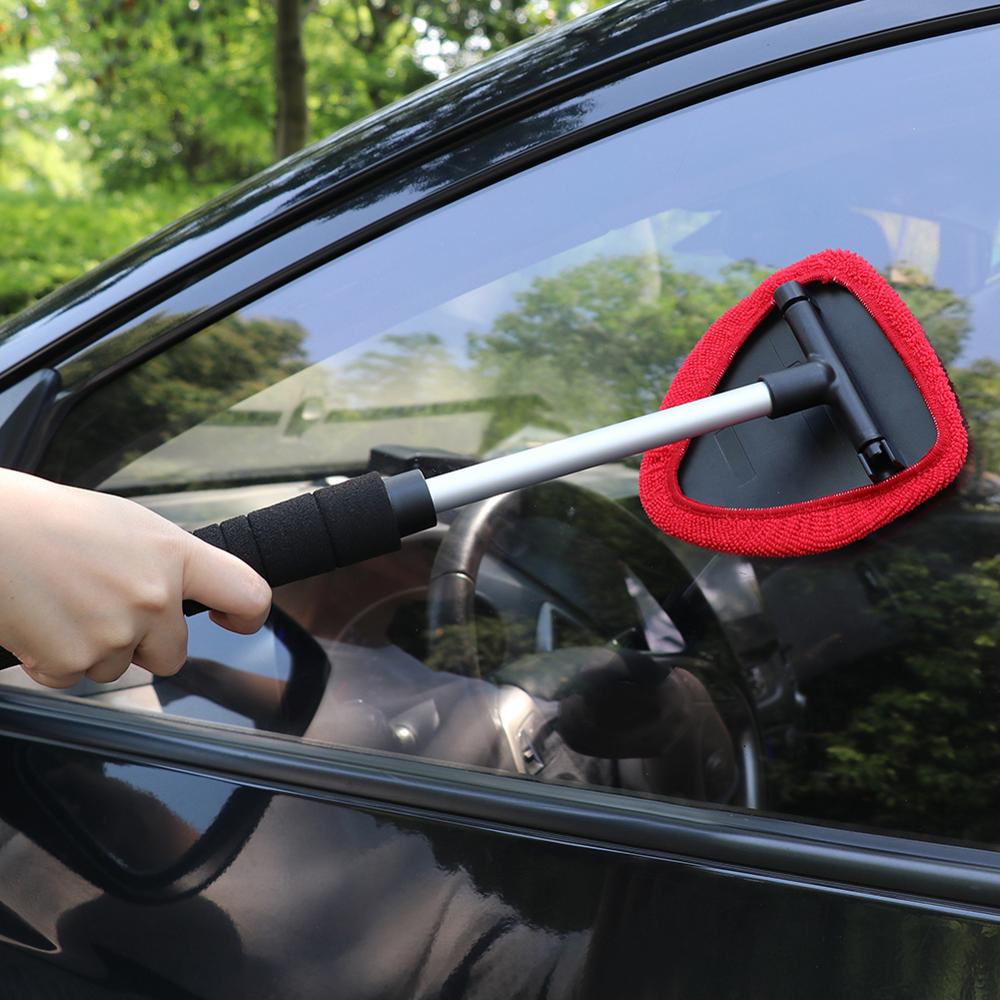 Car Long Handle Windshield Cleaner Brush Wiper Telescopic Handle Auto Window Glass Washer Soft Towel Brush Car Care CleaningTool