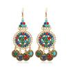Bohemian Ethnic Indian Head Jewelry Retro Alloy Hollowed Out Colored Acrylic Coin Tassel Head Chain For Women Bridal Headdress