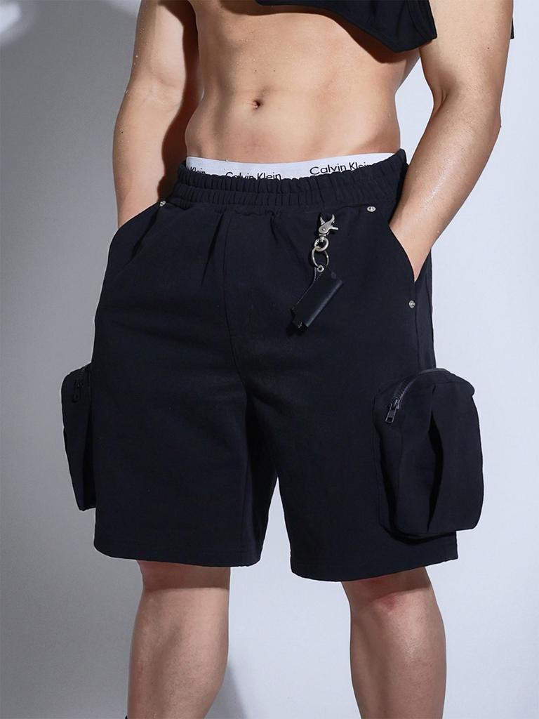 HENTLE Big Cargo Pocket Shorts Black (+Keyring)