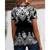 Women's T Shirt Print Graphic Geometric Paisley Bohemia Vintage Stylish Short Sleeve V Neck Regular Tops
