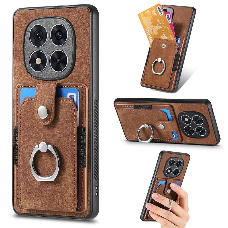 Luxury Leather Car Magnetic Wallet Case for Xiaomi Redmi Note 14 Pro Plus Ring Stand Card Slot Cover for Redmy Note14 Note14pro+