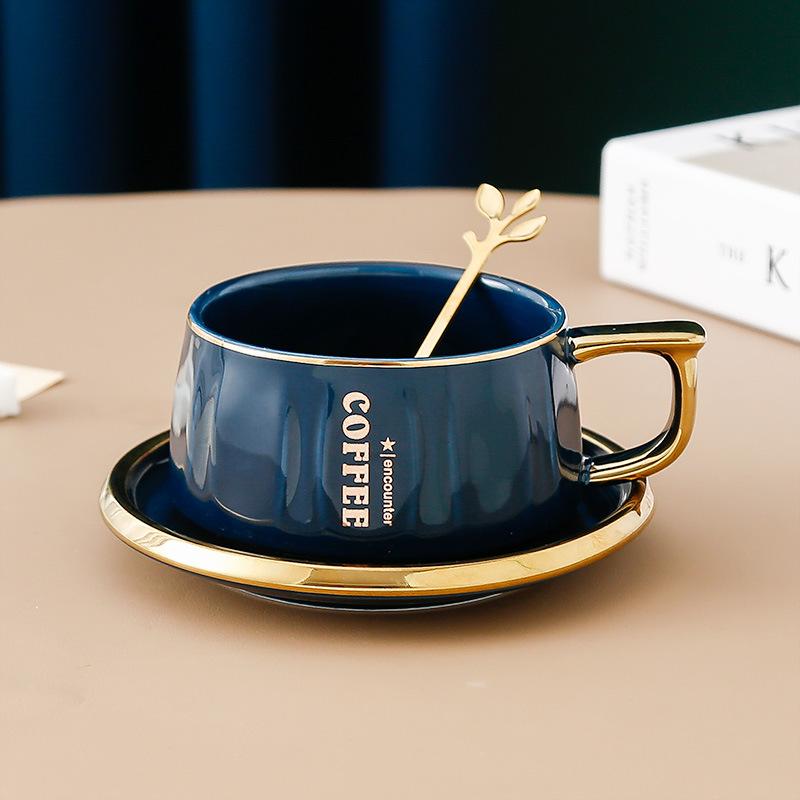 Ceramic Coffee Cup Set Home Office Afternoon Tea Cup with Spoon Couple Men and Women Breakfast Cup