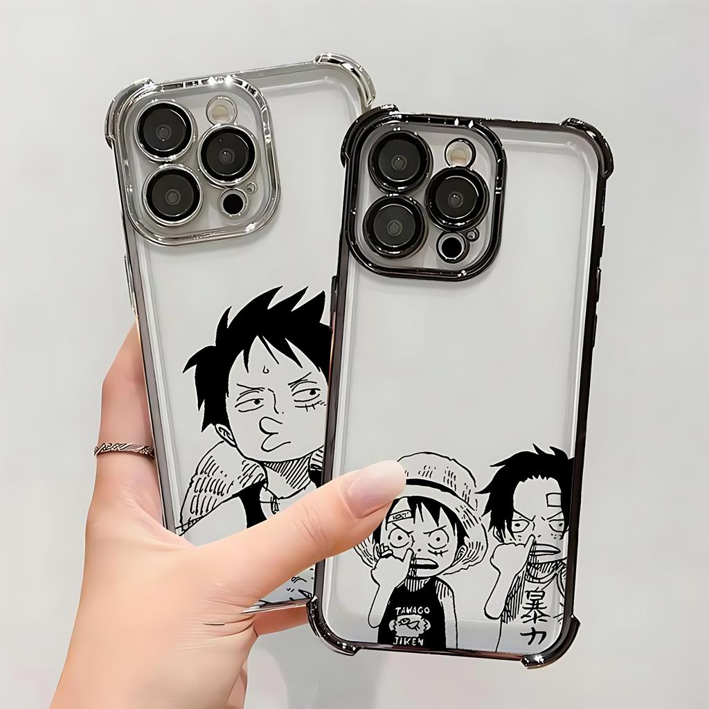 Cartoon O-One Piece Plating Phone Case For Luffys Samsung A37 A57 A07 A36 A16 A06 A35 A55 A25 A26 A15 A54 A34 A24 A05 A04 4G 5G