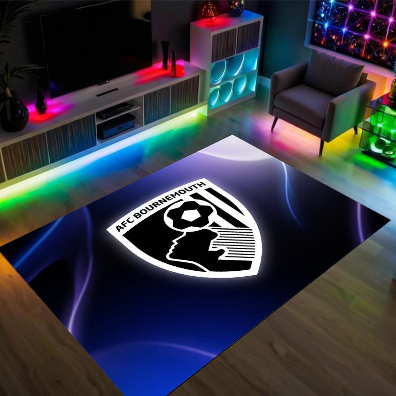 Bournemouth Football Design Crystal Velvet Carpet Cozy Non?Slip Printed Rug For Bedroom Living Room Entrance