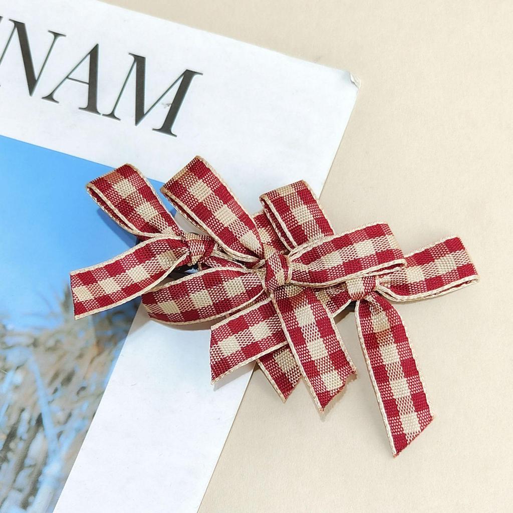 Plaid Bow Ballet Style Hair Clip - Autumn/Winter/Christmas/New Year