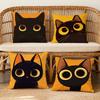 Cushion Cover Soft Case Cat For Sofa Cartoon Living Room Home Comfortable Office Cute Decor Protective Pillow Black Covers