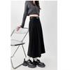 Women's Plus Size High Waist A-Line Woolen Pleated Skirt for Pear Shape, Mid-Length, Slimming Hips Cover