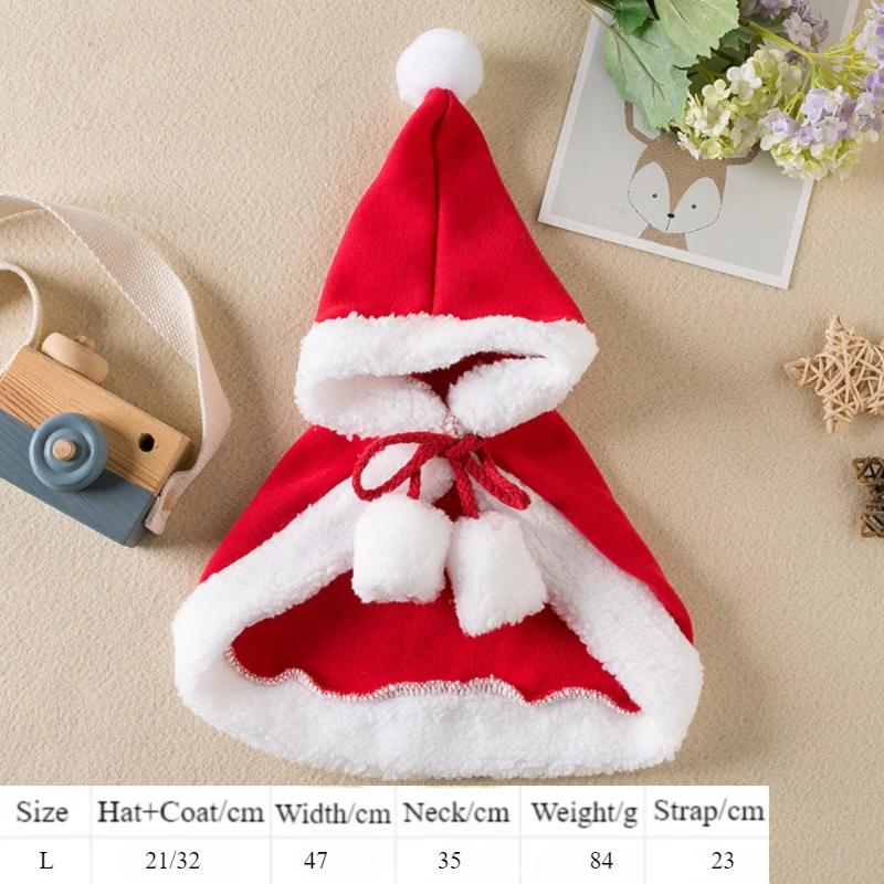 Pets Christmas Costumes Warm Cute Outfits for Pet Red Fluffy Shawls Santa Cosplay Winter Christmas Deer Cloak Simple Dog Clothes