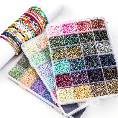 12000pcs Glass Seed Beads Starter Kit with Tools, for DIY Craft Bracelet Jewelry Making