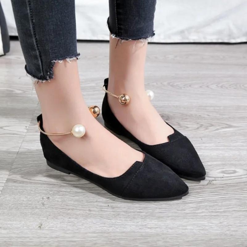Fashion Versatile Women's Flats New 2024 Style Black Autumn Popular Shoe Trendy Comfortable Rubber Sole Shoes for Spring