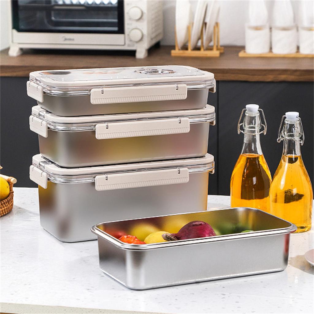 304 Stainless Steel Food Storage Container 2200ml-5800ml Capacity Portable Design For Outdoor Travel Home Use