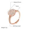 Rose Gold Color Crystal Flower Big Ring For Women Trendy Shiny Full Natural Zircon Accessories Fine Daily Jewelry