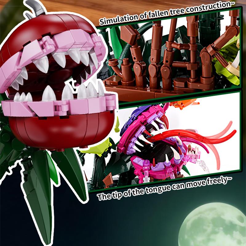 Blocuri de construcție creative 1266 buc. Conacul Plantelor Carnivore MOC Grădină de Flori Mâncătoare de Oameni Cărămizi Decorațiuni pentru Casă Jucării Cadou pentru Copii