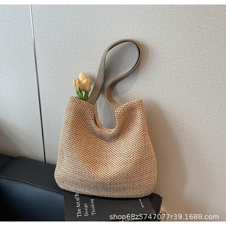 This Year's Popular Fashion Woven Large-capacity Leisure Bag 2025 Spring and Summer New Straw Woven Portable Shoulder Tote Bag