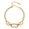 Zircon Star Beaded Bracelet Stainless Steel 18K Gold Plated 18cm Chain Length