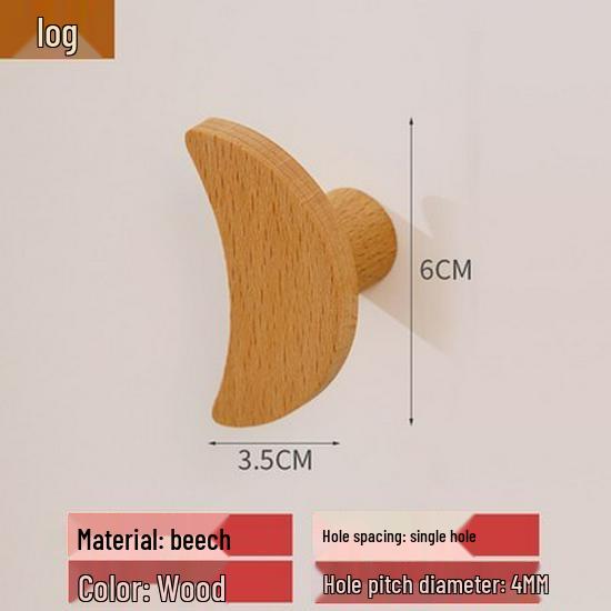 Nordic Star Moon Cloud Children's Wardrobe Handle - Solid Wood