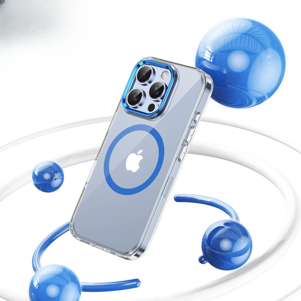 Suitable for IP16 Metal Lens, Apple 15pro Ice-sensing Glass Magnetic Case, 12 Fully Wrapped Anti-drop Phone Case