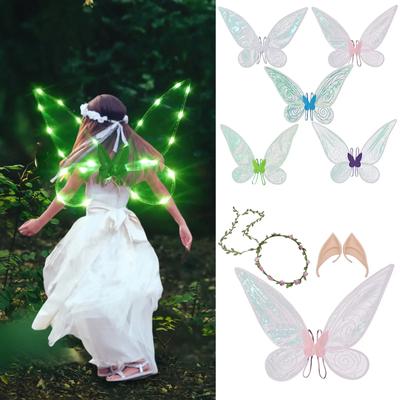 1 Set Engel Schmetterlingsflügel Set Halloween Fee Elfenohren Prinzessin Fee Party Verkleidung Festival Aufführung Requisiten Feiertag Cosplay