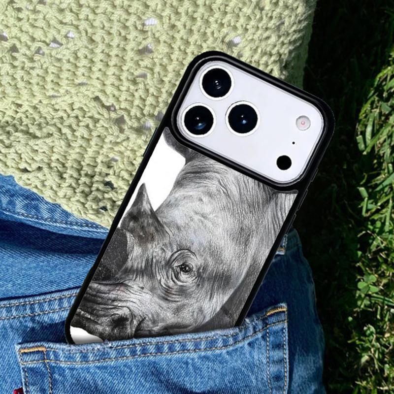 Animal Rhino Soft Phone Case Cover for IPhone 11 12 13 14 15 16e 17 Pro Max Coque for IPhone 17 Air