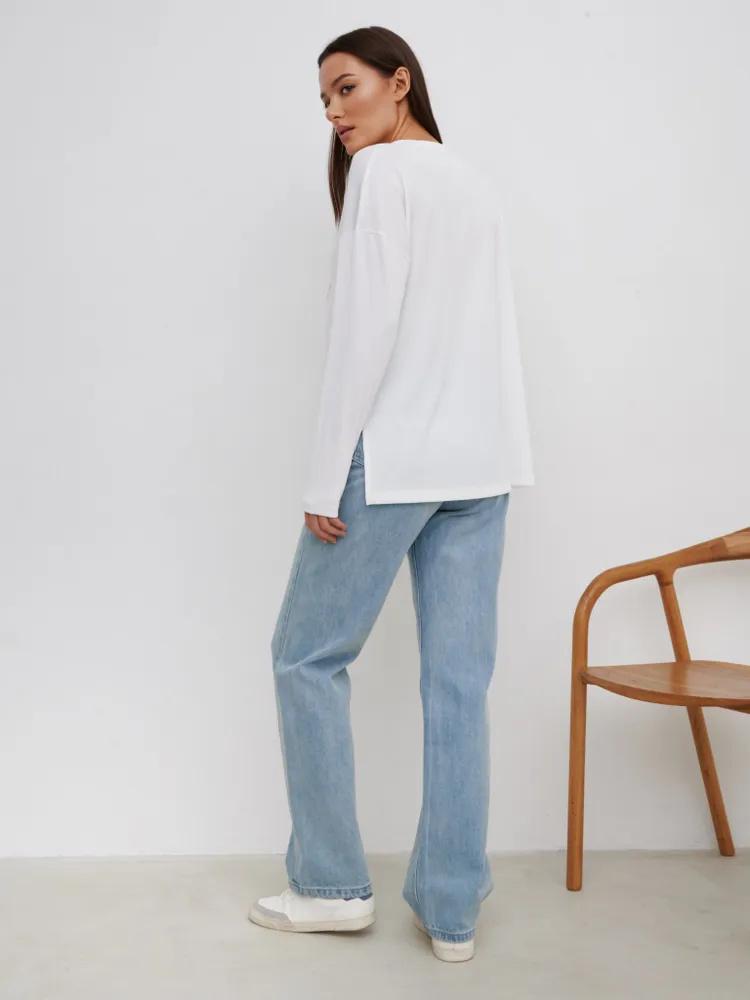 Cotton Sweatshirt Base Shirt  Long Sleeve Bottom Slit Base Shirt