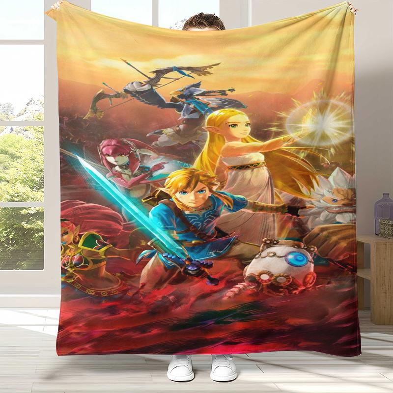 Retro Z-Zelda Cartoon Link Games Flannel Blanket,Ultra Soft Warm Plush Throw for Home Bedroom Bed Sofa Cover Camping Picnic Kid