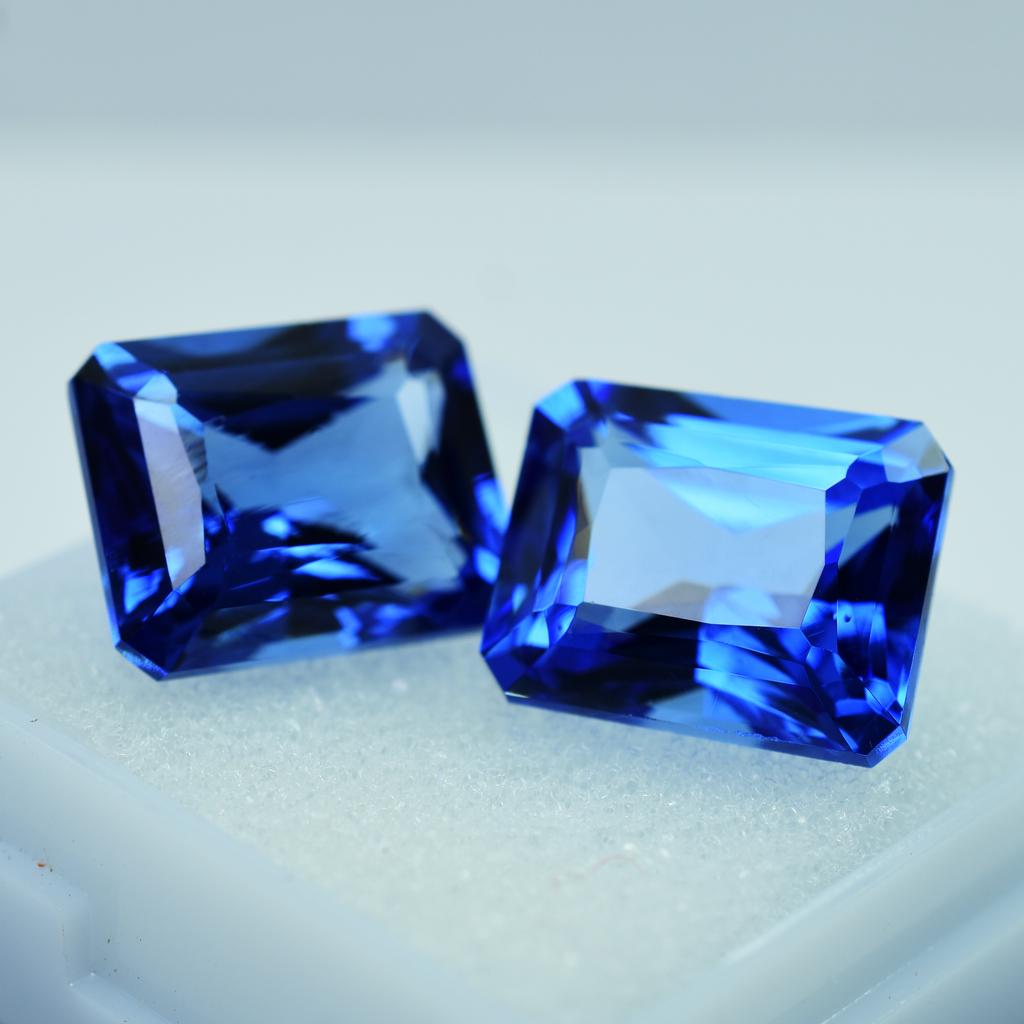 Natural BLUE Flawless Sapphire 18.60 Ct Emerald Cut Making Jewelry Gemstone