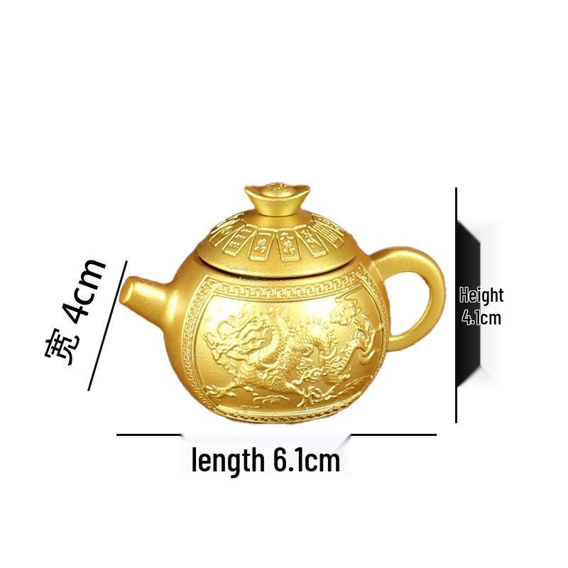 Brass Horse Yuanbao Handle Pot Desktop Ornament for Decompression