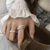 BF CLUB 925 Sterling Rings for Women Fashion Geometric Handmade Irregular Heart Double Lines Ring Party Christmas Gift