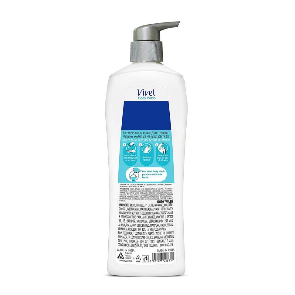 Vivel Body Wash, Mint & Cucumber Shower Creme, Cooling And Moisturising, For Soft And Smooth Skin, High Foaming Formula, 500ml Pump