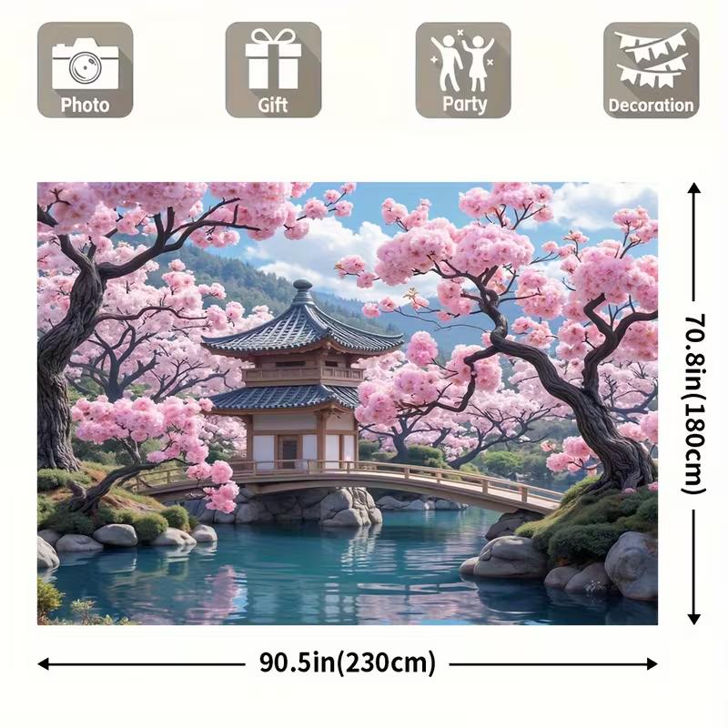 2D Japanese Cherry Blossom Backdrop for Photography