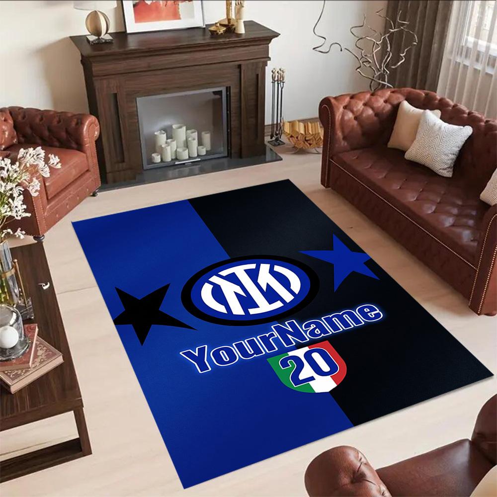 Inter Milan Personalized Name Carpet Design for Kitchen Playrooms Decorate room Dormitory Anti-slip Rug Anime Office Decor Best for Christmas