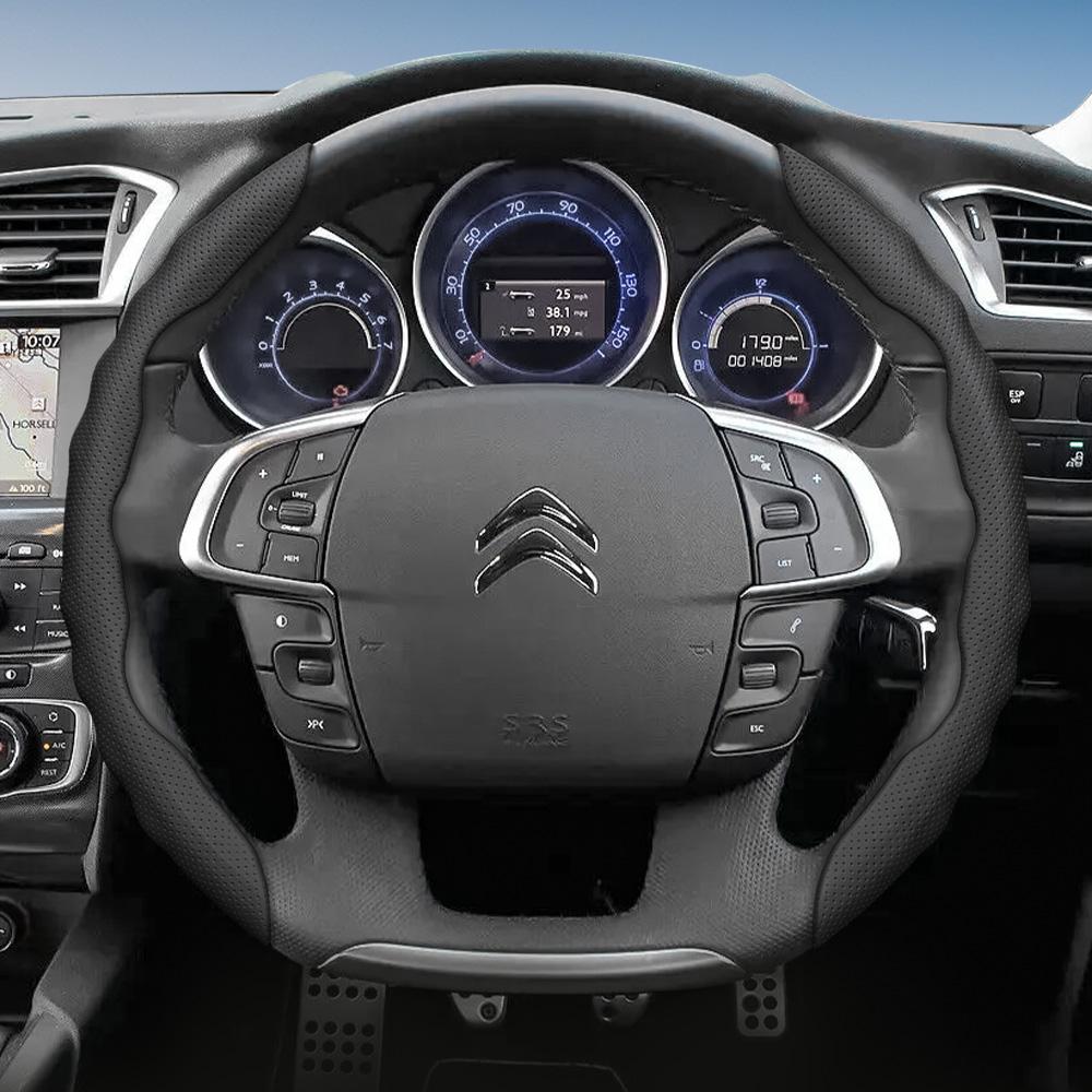 

Suitable for Citroen Steering Wheel Cover, Wave-Shaped Sporty Design, Breathable Leather, Segmented Anti-Slip Sweat-Absorbing Steering Wheel Pro