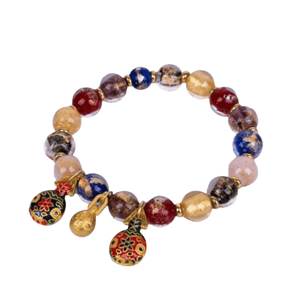 Incense Ash Prayer Bracelet Colorful Enamel Lucky Charm Bracelet Glass Bead Bracelet Men