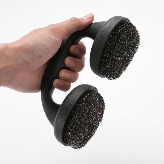 Stainless Steel Wire Brush Two Steel Wire Ball Brushes Ergonomic Handle Cookware Cleaning Brush for Kitchen Cleaning