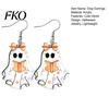 Hypoallergenic Alloy Hooks Cute Reading Ghost Earrings, Sweet Bowknot Drop Polished Acrylic Charms Lightweight Halloween Jewelry for Women Girls