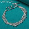 925 Sterling Silver Multi-Chain Smooth Beads Bracelet Fashion Jewelry MB047