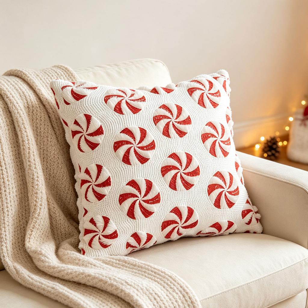 Christmas Covers with Candy Print for Holiday Home Decor Couch Sofa Festive Throw Case
